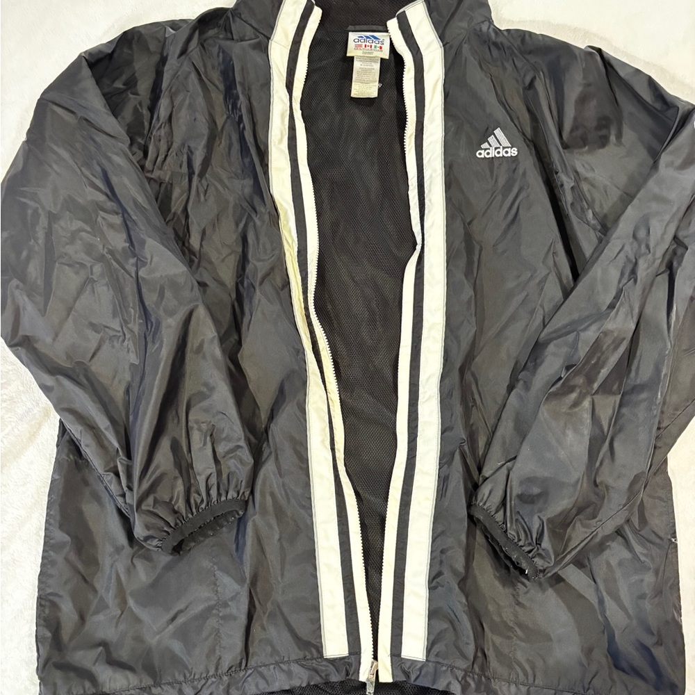 Adidas Black Jacket with White Trim